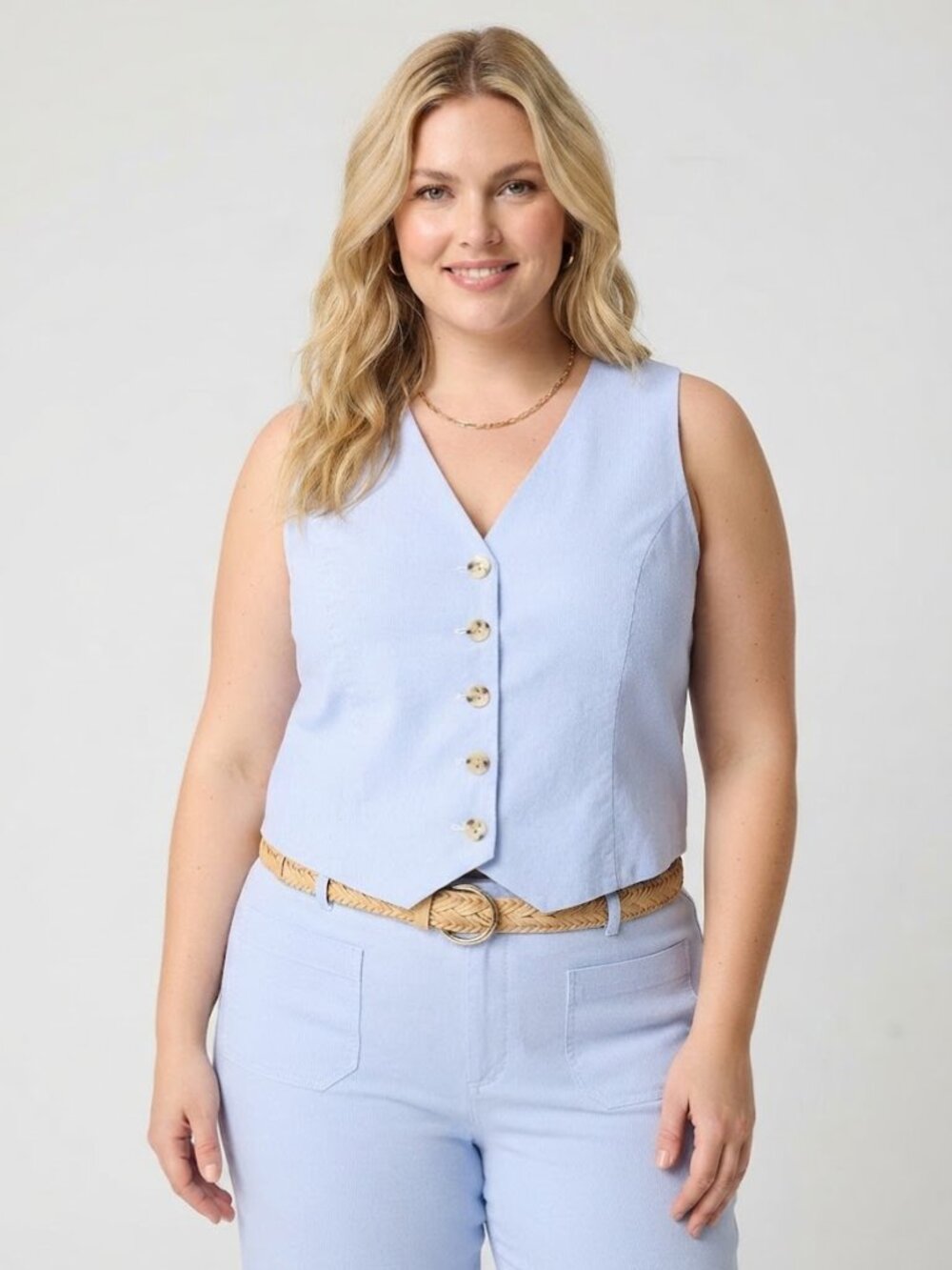J. Crew Striped Button Front Sleeveless Vest Blue Size 20/2X NWT FLAWED